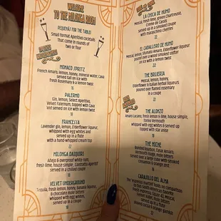 Drink menu