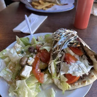 Steak Gyros with Greek Salad