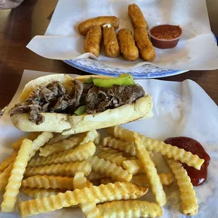 Philly cheesesteak with fries