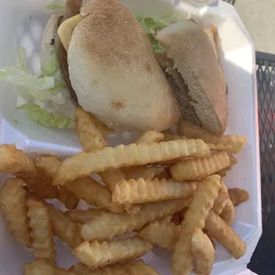 Turkey and cheese with fries