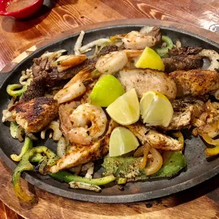 Steak, Chicken and Shrimp Fajitas