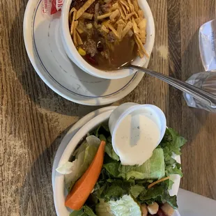 Burger taco soup and salad