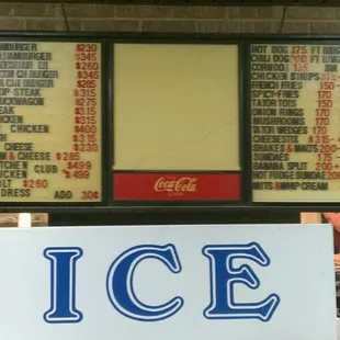 a menu for ice cream