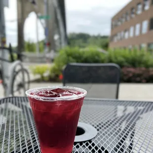 enjoyed this view outside with my plum ginger ice Iced Tea