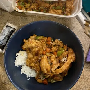 Kung Pao Chicken over steamed rice