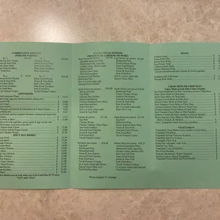 Menu (to go) pg2 prices as of Jan 2021