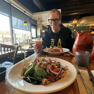 Strawberry Spinach Salad and Shrimp &amp; Grits
