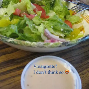 Milton&apos;s Pizza: That is NOT vinaigrette.