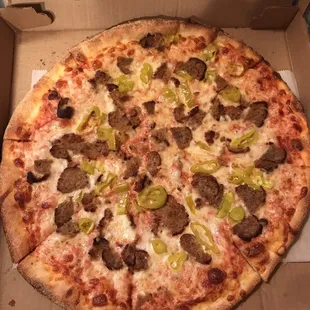 Large pizza with meatball and banana peppers - $16.83 pizza looks skimpy