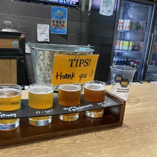 My flight in taproom.