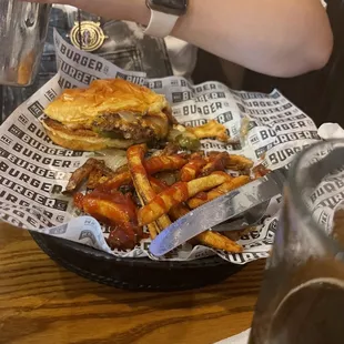 Burger and fries