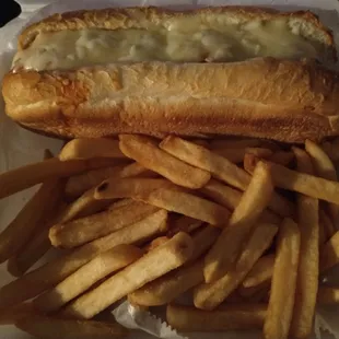 Meatball sandwich and fries. So good!