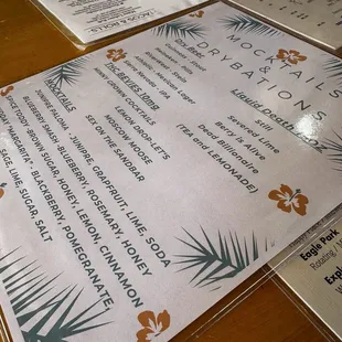 Mocktail Menu