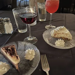 Chocolate mouse cake and key lime pie