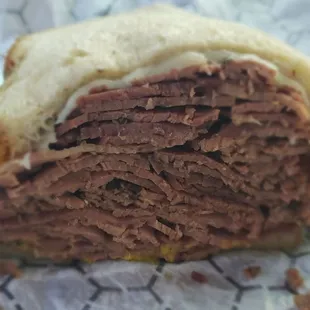 Piled high smokey pastrami
