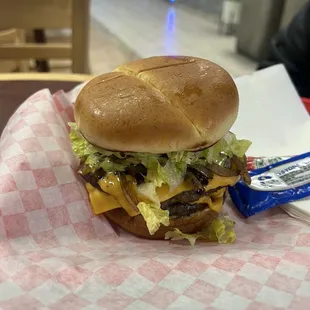 Mim&apos;s Signature charbroiled Double Beef Cheese Burger Meal