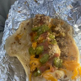 Chorizo egg and cheese with green salsa