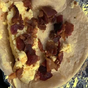 Bacon and egg taco