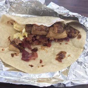 Quality bacon but chunks of potato.