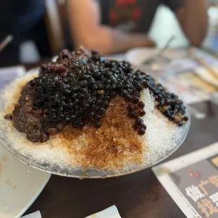 Shaved ice desert with boba, red and green bean