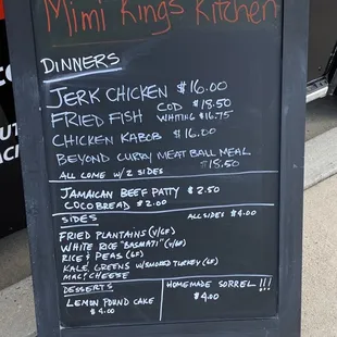 Today's menu - varies daily/weekly