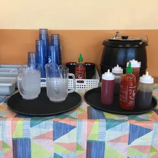 The soup, water and sauce table.