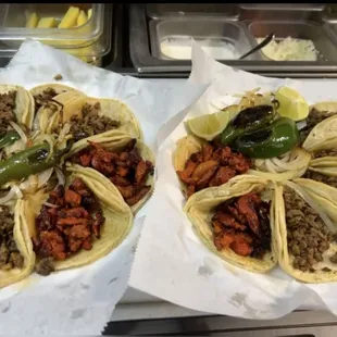 Tacos de pastor y de fajita