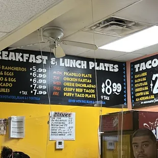 Breakfast and lunch menu