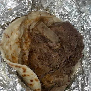 Lengua taco is packed!! Tortilla too soggy to eat. Good thing it's good on it's own!!
