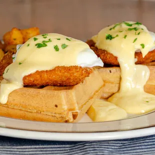 Keep the holiday vibes going for just one more weekend! Indulge in our Chicken and Waffle Benedict one last time before it leaves the menu.