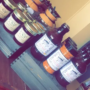 a display of jams and preserves