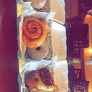 a row of pastries on a table