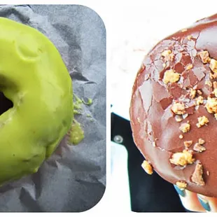 Blueberry cake donut with lemon frosting &amp; Reese's Donut