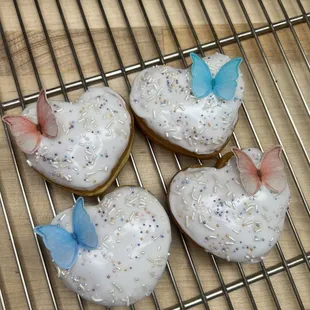 Heart Donuts with edible Butterfly accents