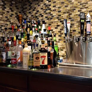 a bar with liquors