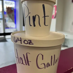 two ice cream containers