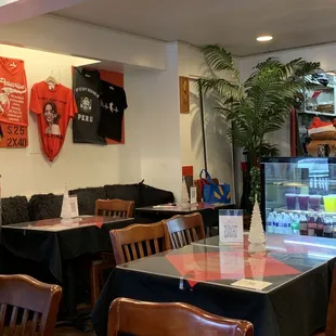 tables and chairs in a restaurant