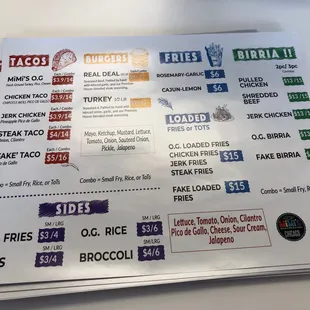 New menu