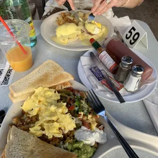 Eggs Benedict and Santa Fe Skillet