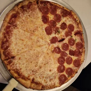 Half Pepperoni Green Peppers and Extra Cheese