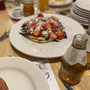 Chocolate strawberry pancakes