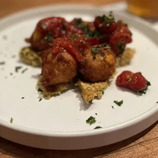 Crab and pimento cheese hush puppies