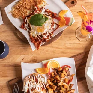 Chilaquiles and Huevos Divorciados (Divorced Eggs)