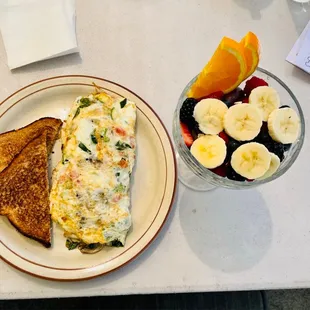 Primavera Omelette + fruit cup + whole wheat toast