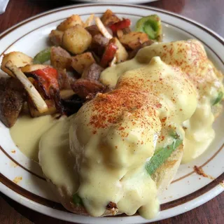Crab, Prawns and Avocado Benedict