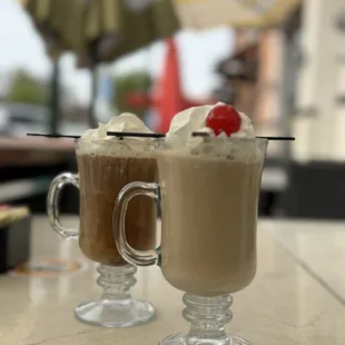 Irish coffee and coffee with Baileys