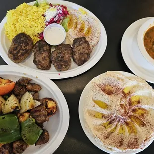 kabobs and hummus