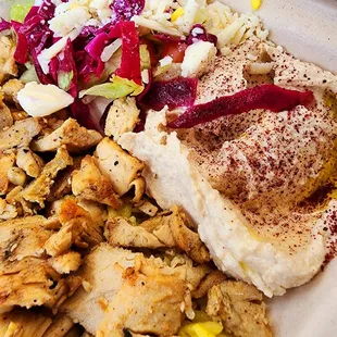 a meal in a styrofoam container