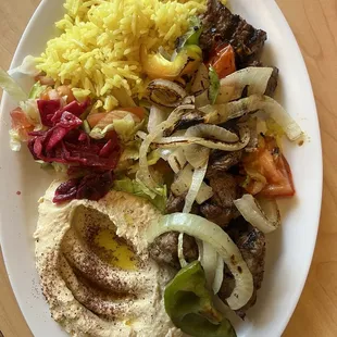 Lamb and beef shawarma plate