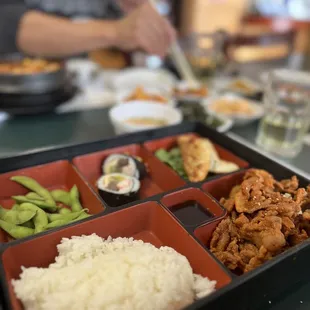 a tray of food